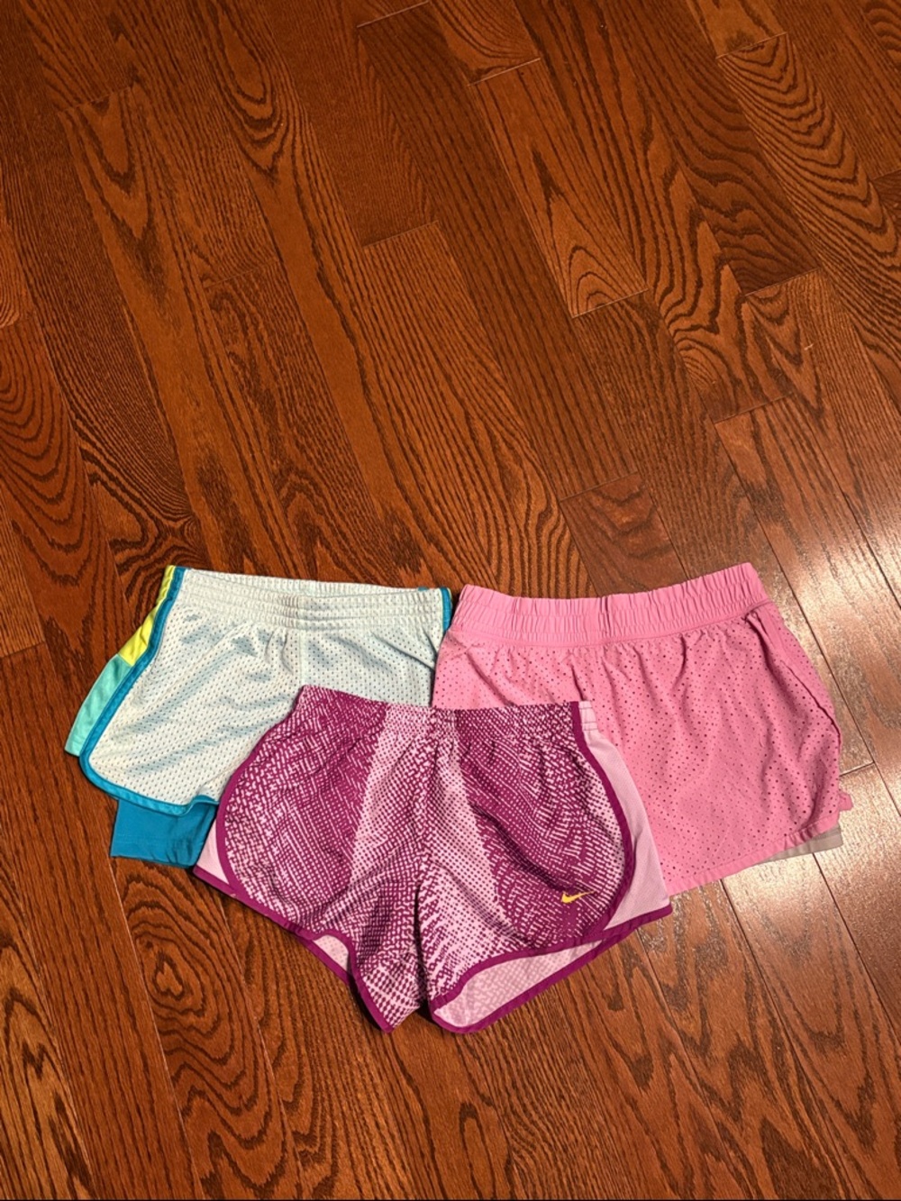 Triple Pack Athletic Shorts in Purple, Pink and Blue